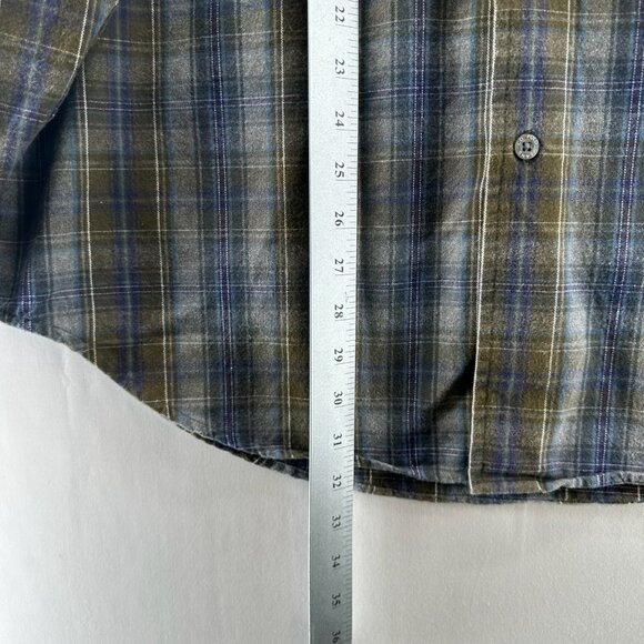 Polo Jeans Co. Ralph Lauren Shirt Men M Button Up Long Sleeve Flannel Plaid Blue - Picture 9 of 11